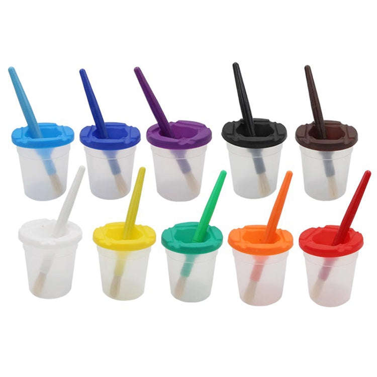 Children Plastic Pen Cup Bristles Graffiti Painting Brush Set, HB-10 + 10, HB-5 + 5 Light Colors,...