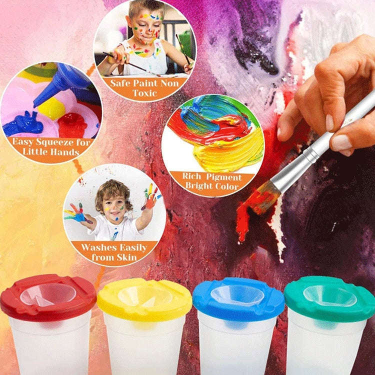 Children Plastic Pen Cup Bristles Graffiti Painting Brush Set, HB-10 + 10, HB-5 + 5 Light Colors,...