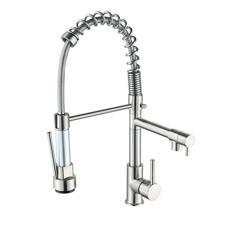 Copper And Nickel Brushed Double Outlet Spring Faucet Rotatable Kitchen Hot And Cold Water Faucet...