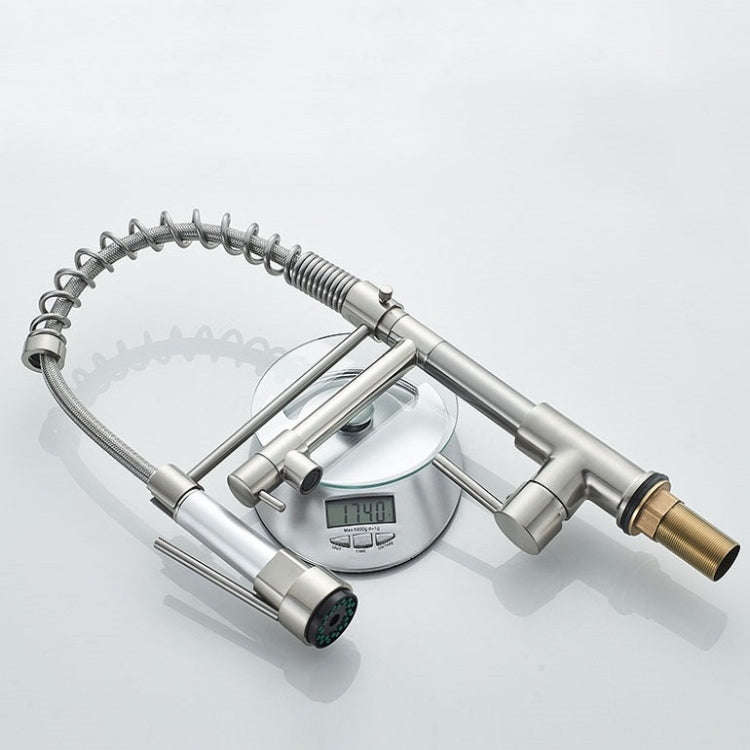 Copper And Nickel Brushed Double Outlet Spring Faucet Rotatable Kitchen Hot And Cold Water Faucet...