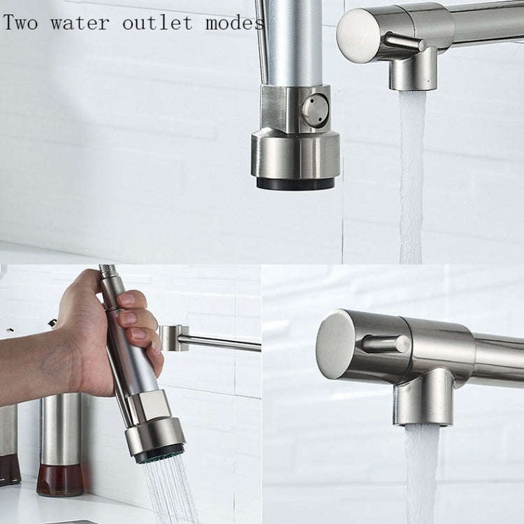 Copper And Nickel Brushed Double Outlet Spring Faucet Rotatable Kitchen Hot And Cold Water Faucet...