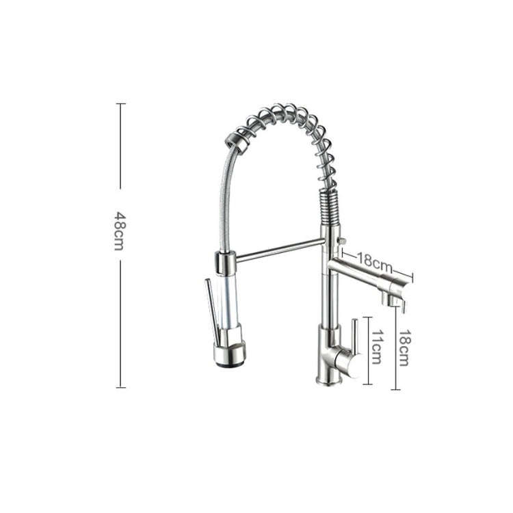 Copper And Nickel Brushed Double Outlet Spring Faucet Rotatable Kitchen Hot And Cold Water Faucet...