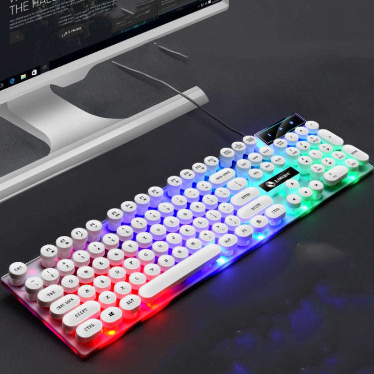 LIMEIDE GTX300 104 Keys Retro Round Key Cap USB Wired Mouse Keyboard, Cable Length: 1.4m, Punk Si...