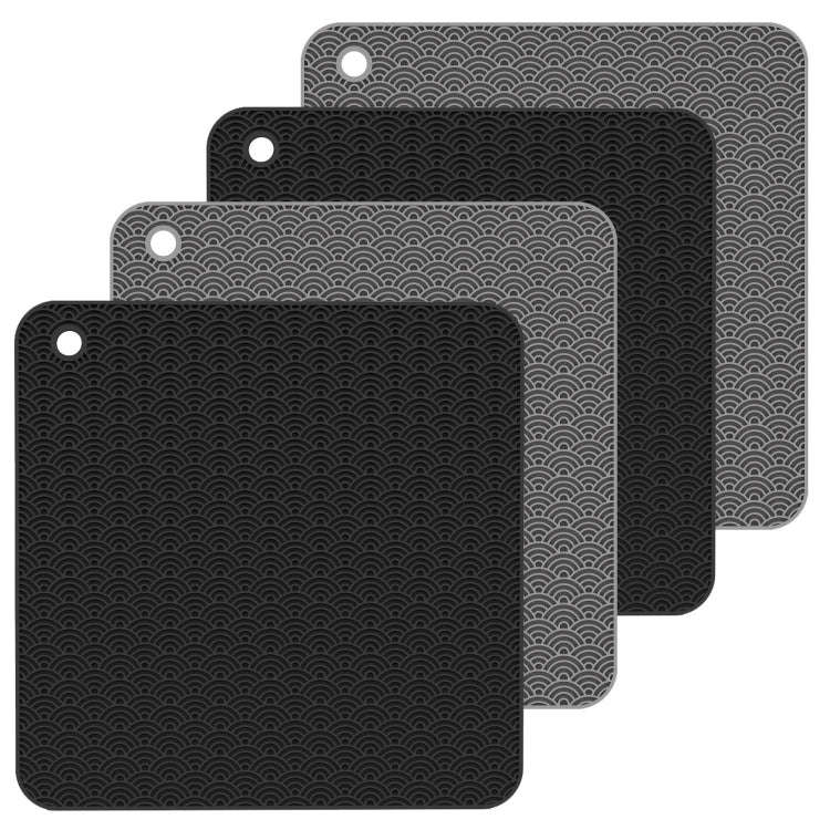 Geometry Kitchen Silicone Pot Holder Heat Insulation Pad Round(Black), Square(Gray), Round(Gray),...