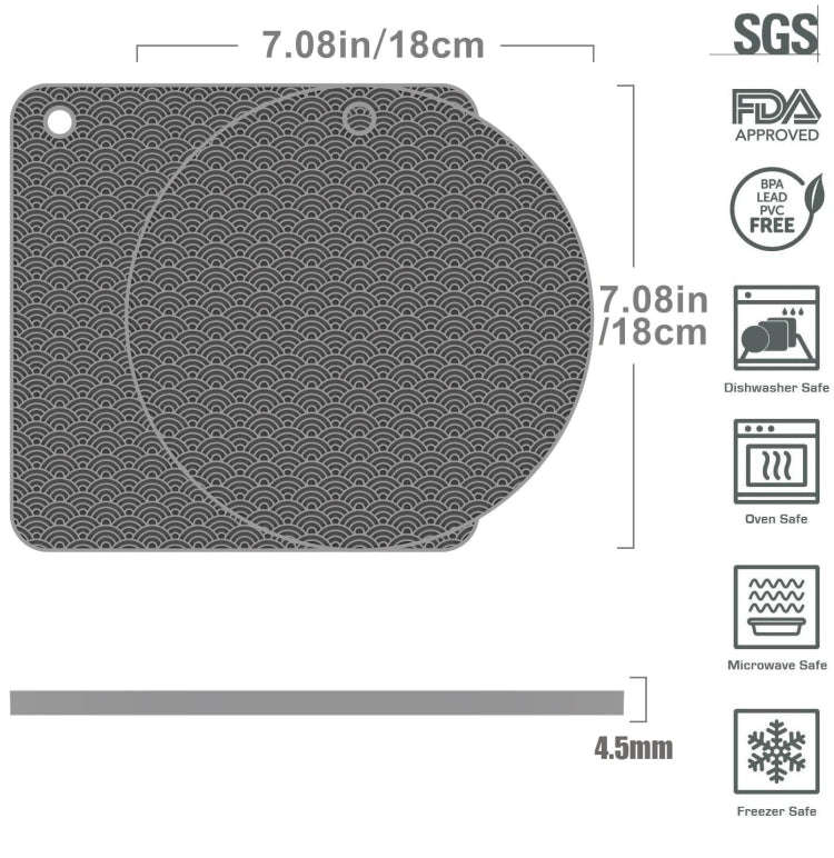 Geometry Kitchen Silicone Pot Holder Heat Insulation Pad Round(Black), Square(Gray), Round(Gray),...