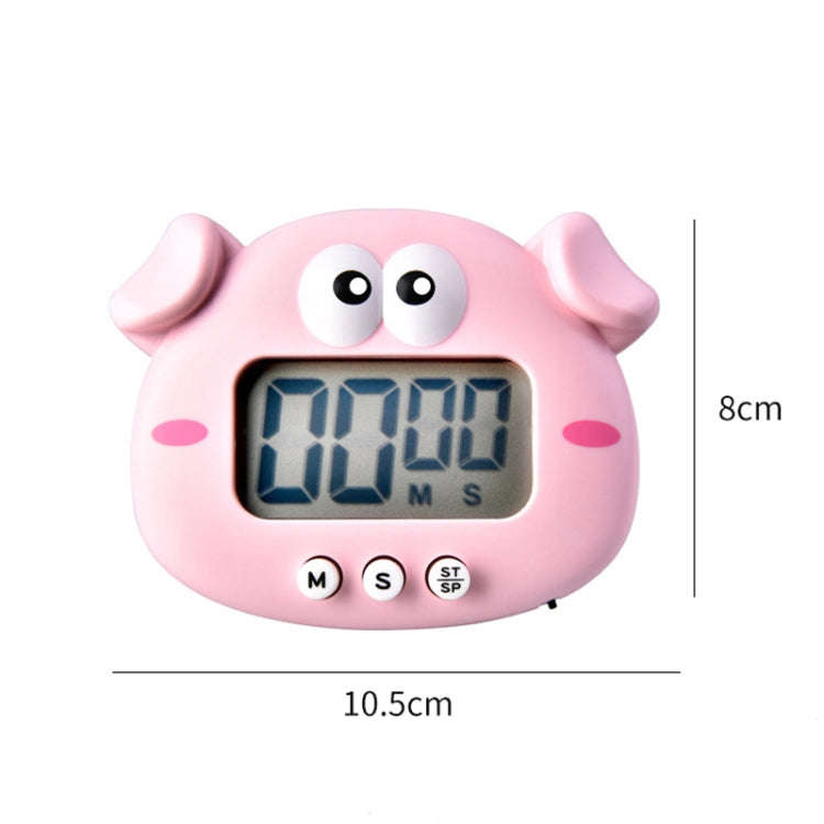 Kitchen Baking Cartoon Animal Electronic Timer Alarm Clock Student Learning Timer, Pink Pig, Yell...