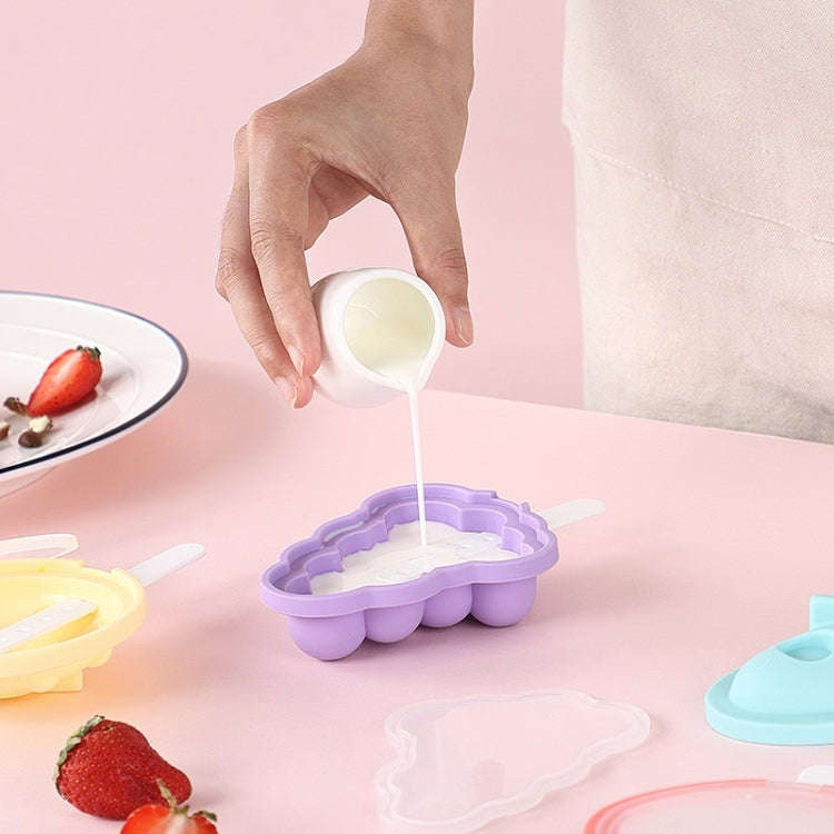 Household Silicone Popsicle Ice Cream Mold With Lid, Strawberry + Grape, Flying Saucer + Rocket