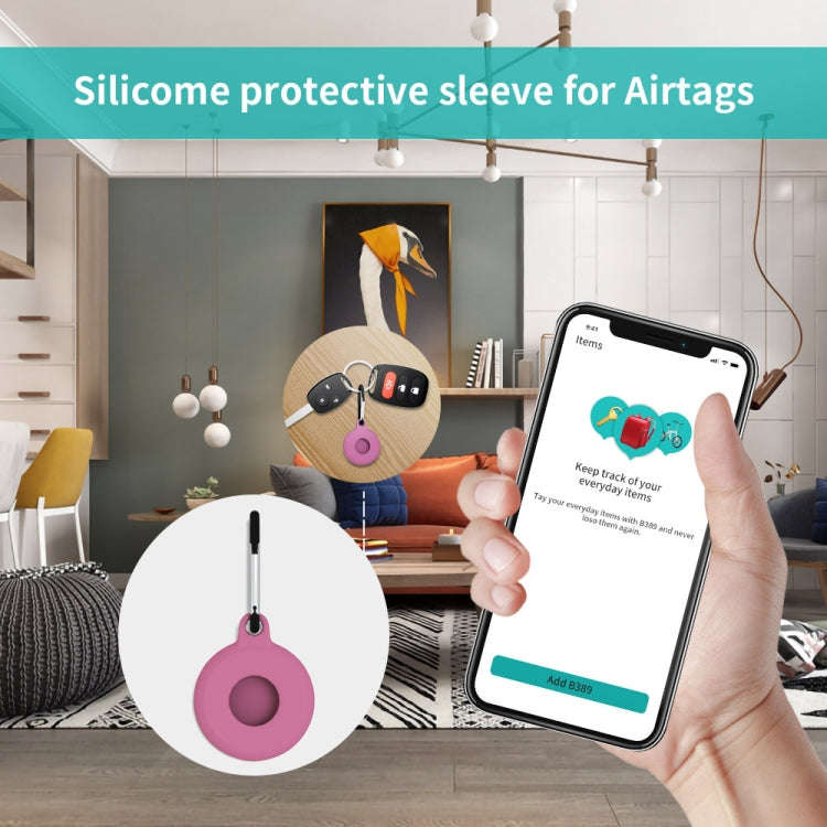4pcs Round Shape Shockproof Anti-scratch Silicone Protective Case with Carabiner for Airtag 2nd G...