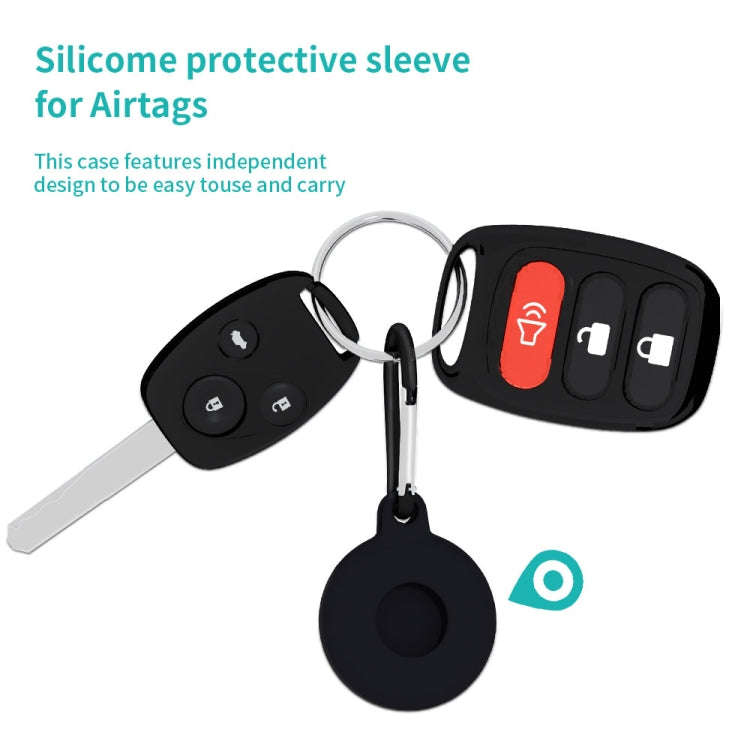 4pcs Round Shape Shockproof Anti-scratch Silicone Protective Case with Carabiner for Airtag 2nd G...