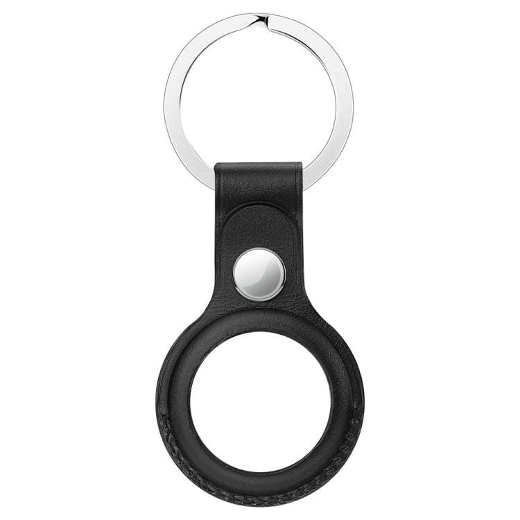 Anti-scratch Top-layer Cowhide Leather Protective Cover with Hanging Buckle for AirTag 2nd Gen / ...