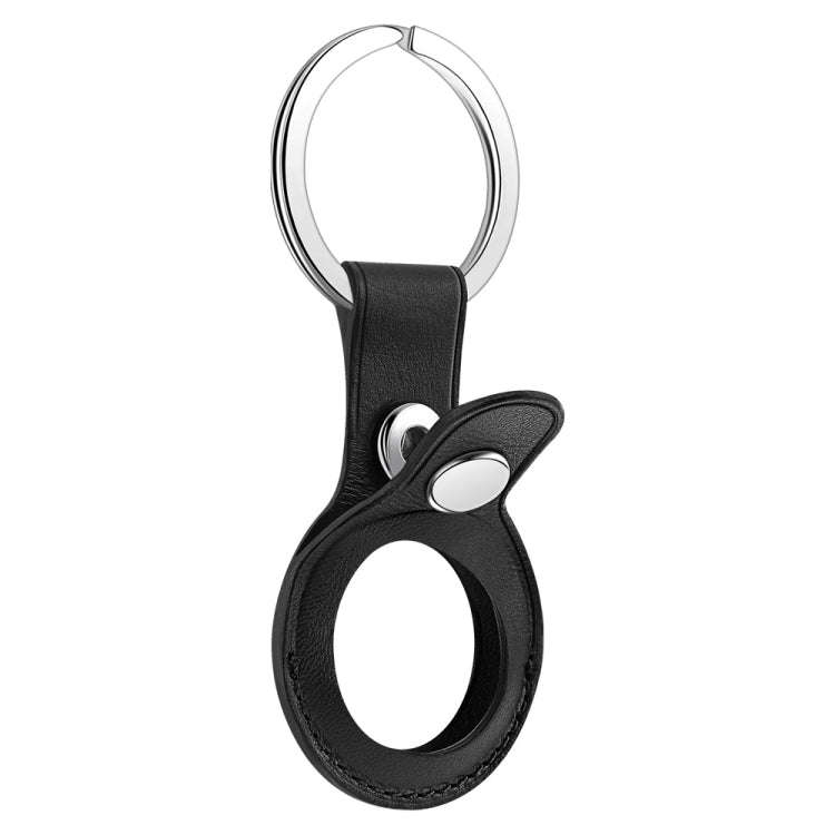 Anti-scratch Top-layer Cowhide Leather Protective Cover with Hanging Buckle for AirTag 2nd Gen / ...