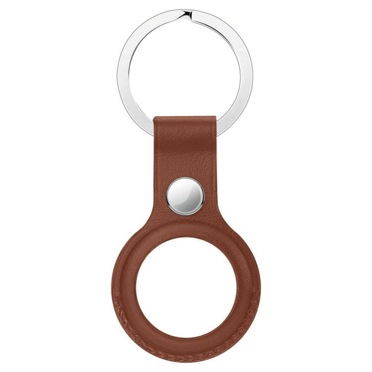 Anti-scratch Top-layer Cowhide Leather Protective Cover with Hanging Buckle for AirTag 2nd Gen / ...