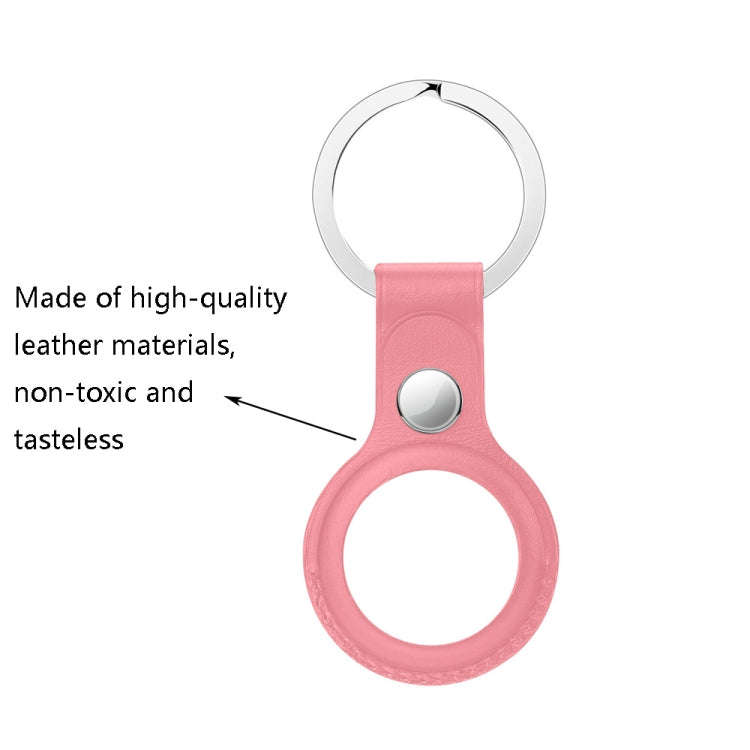 Anti-scratch Top-layer Cowhide Leather Protective Cover with Hanging Buckle for AirTag 2nd Gen / ...