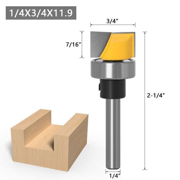 Copy Type Clear Bottom Woodworking Milling Cutter Trimming Machine Slotting Cutter, 1/4x3/4x11.9m...