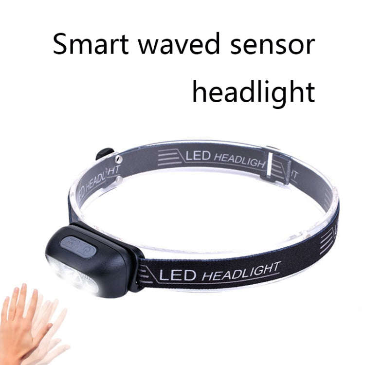 Smart Sensor Outdoor USB Headlight LED Portable Strong Light Night Running Headlight, Black 3W 10...