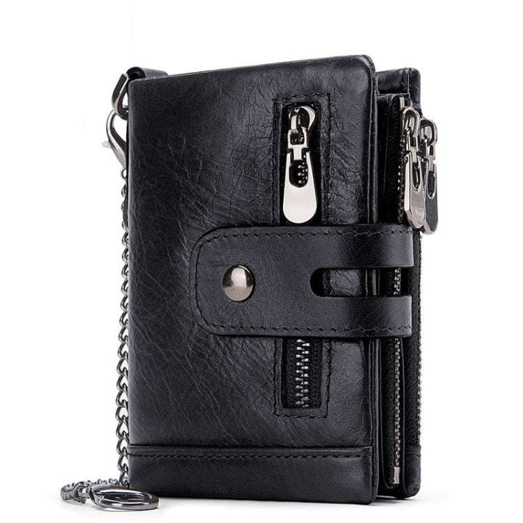 RFID Anti-Theft Swipe Wallet Tri-Fold Multi-Card Slot Crazy Horse Leather Men Leather Wallet