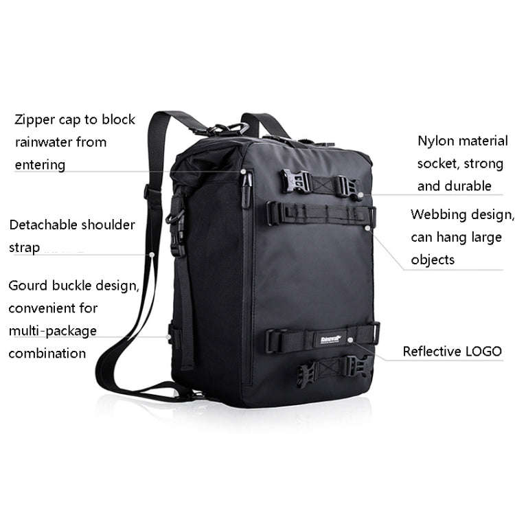 Rhinowalk Multi-Function Motorcycle Rear Seat Bag Combination Rear Shelf Pannier, Black 10L, Yell...