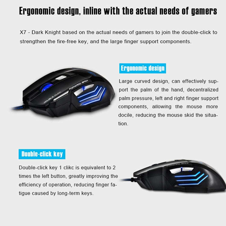 IMICE X7 2400 DPI 7-Key Wired Gaming Mouse with Colorful Breathing Light, Cable Length: 1.8m, Ski...