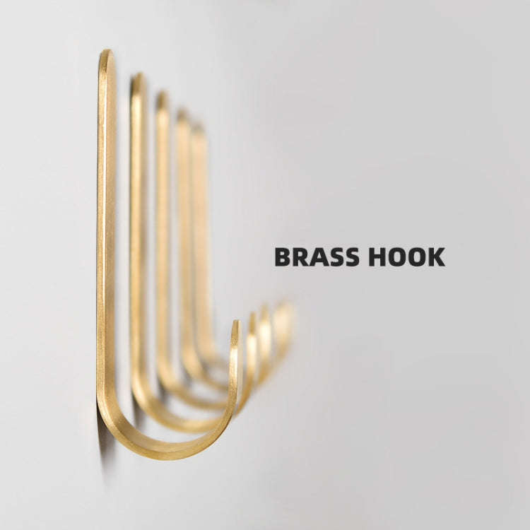 Brass Gold Color Brushed Hook Punch-Free Metal Hanging Hook, Small, Large