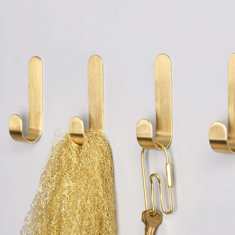 Brass Gold Color Brushed Hook Punch-Free Metal Hanging Hook, Small, Large