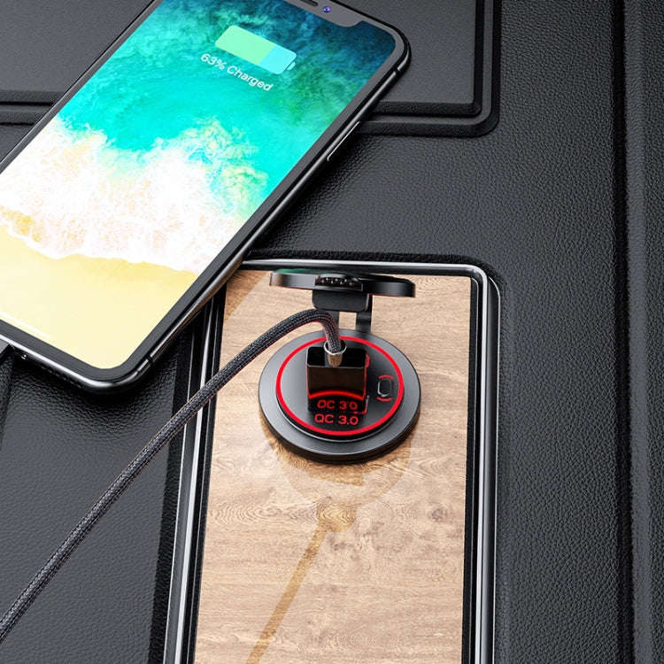 Car Motorcycle Ship Modified USB Charger Waterproof PD + QC3.0 Fast Charge, Blue Light With Termi...