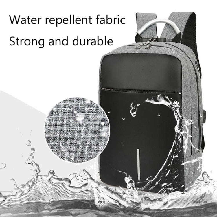 Men Password Lock Backpack Business Casual Anti-Theft Computer Bag With External USB Port, 16 inc...