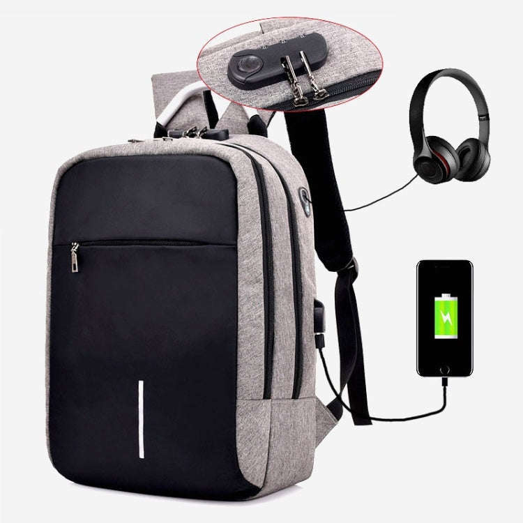 Men Password Lock Backpack Business Casual Anti-Theft Computer Bag With External USB Port, 16 inc...