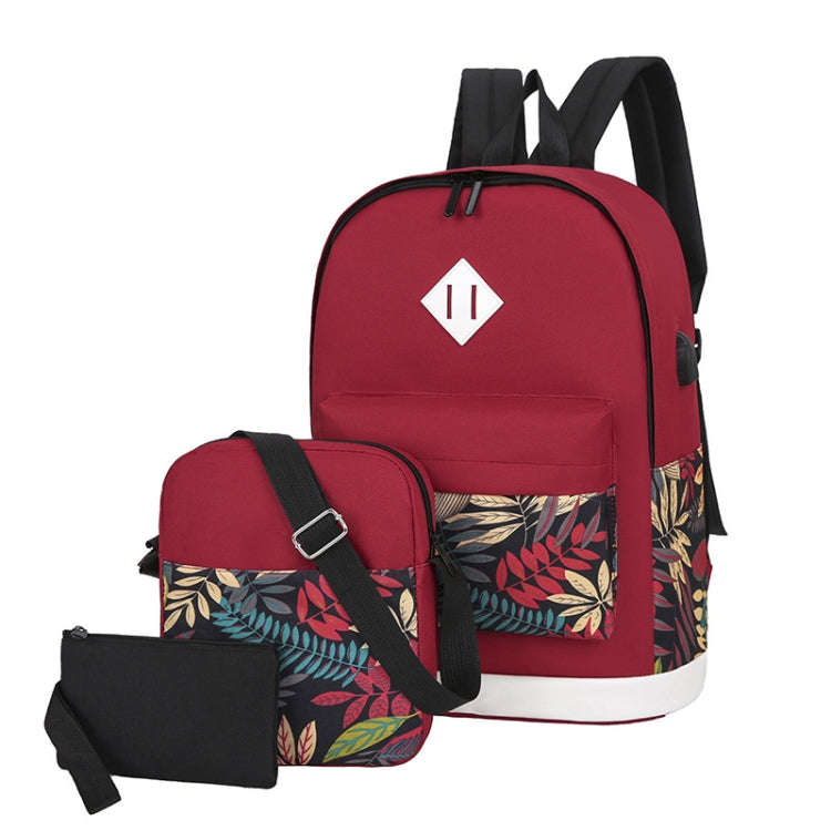3 in 1 College Style Casual Backpack Student USB Charging Backpack