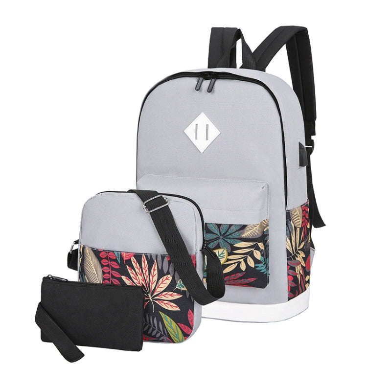 3 in 1 College Style Casual Backpack Student USB Charging Backpack