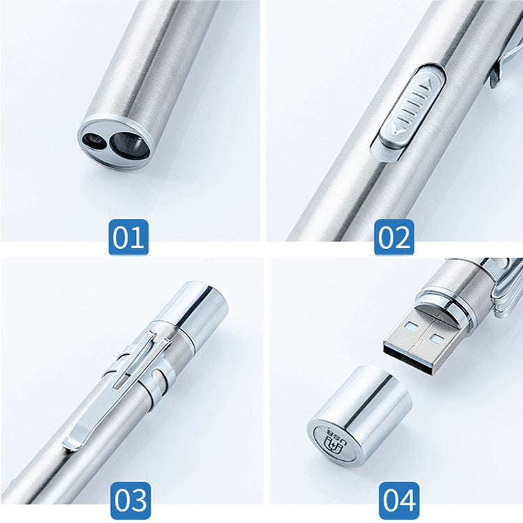 Flashlight Pupil Pen Light Yellow White Dual Light Source Dental Light LED Stainless Steel Mornin...