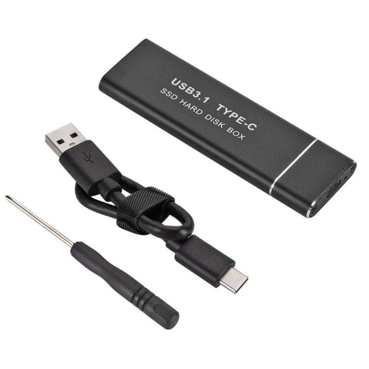 F018C M.2 NGFF To USB3.1 SSD Solid Aluminum Type-C Mobile Hard Drive Enclosure, Black, Silver
