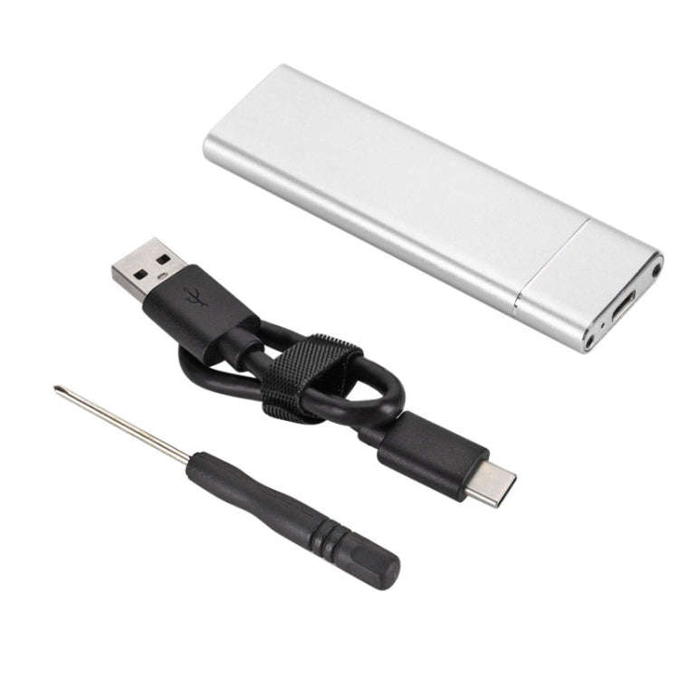 F018C M.2 NGFF To USB3.1 SSD Solid Aluminum Type-C Mobile Hard Drive Enclosure, Black, Silver