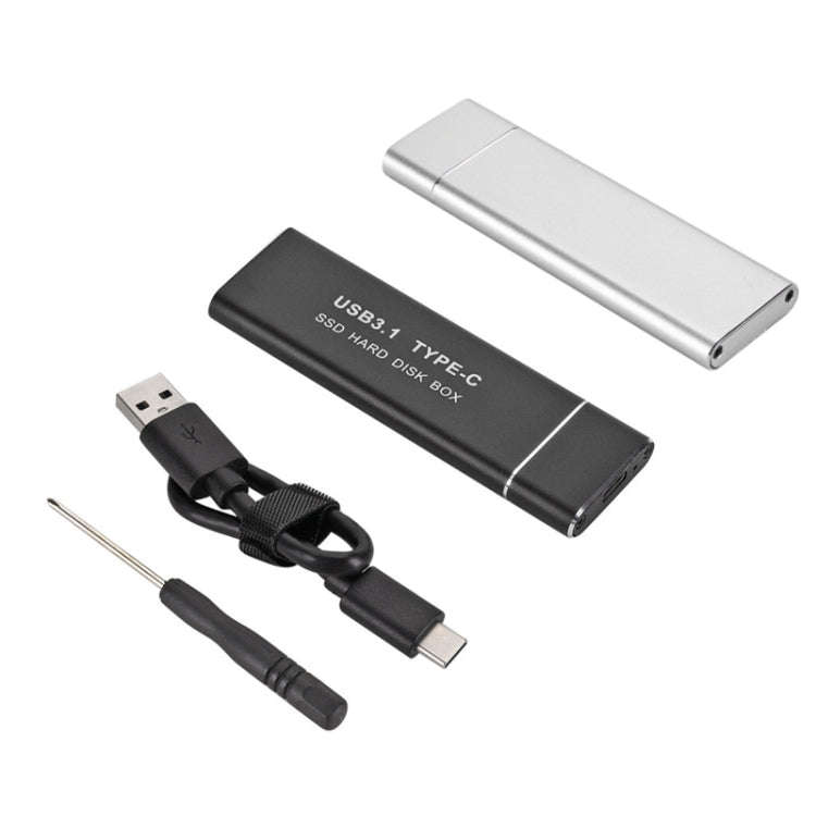 F018C M.2 NGFF To USB3.1 SSD Solid Aluminum Type-C Mobile Hard Drive Enclosure, Black, Silver