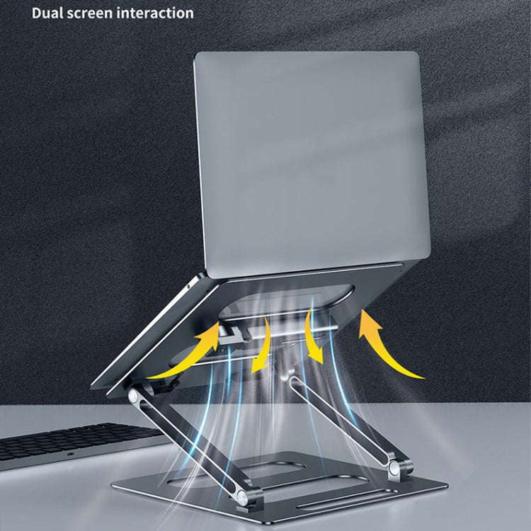 Oatsbasf Z08 Metal Notebook Support Adjustable Desktop Increase Notebook Stand, Silver, Gray