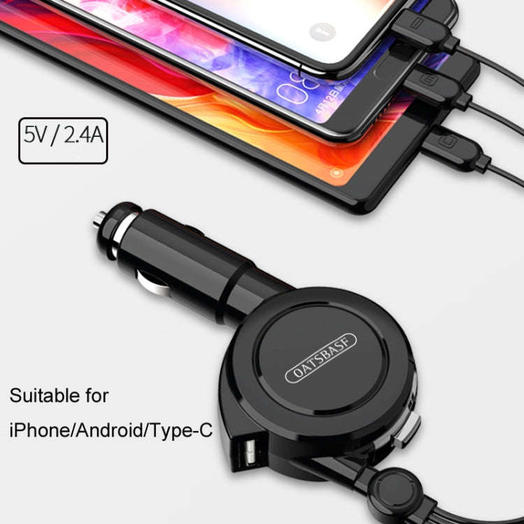 Oatsbasf 3 in 1 Multifunctional Car Charger Data Cable, 1MRed