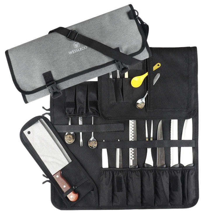 WESSLECO Chef Knife Tool Storage Bag Oxford Cloth Knife Bag, WESSLECO Gray