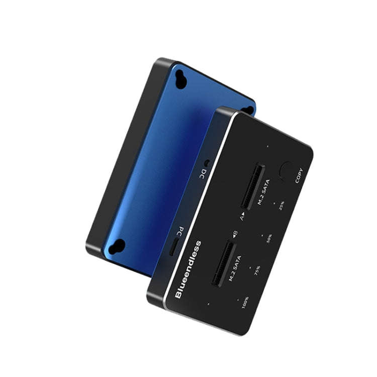 M.2 Double Disk Mobile Hard Disk Base SATA / NVME Solid State Hard Disk Box, M.2 SATA (Gray + Blu...