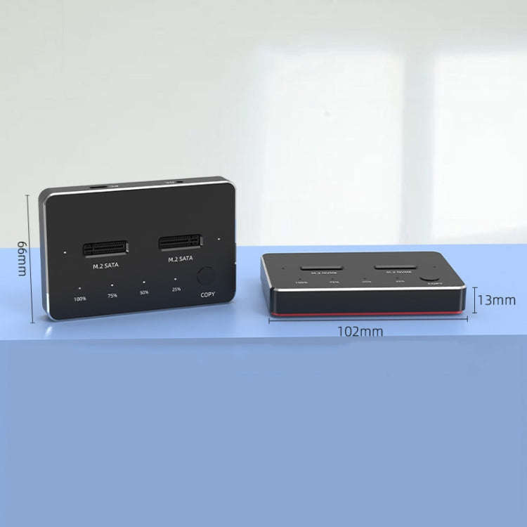 M.2 Double Disk Mobile Hard Disk Base SATA / NVME Solid State Hard Disk Box, M.2 SATA (Gray + Blu...