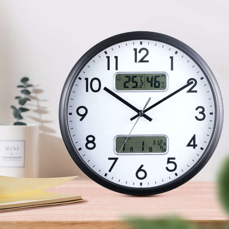 13 Inch Dual-screen LED Display Wall Clock Living Room Temperature And Humidity Calendar Multi-fu...