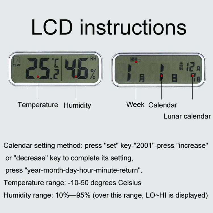 13 Inch Dual-screen LED Display Wall Clock Living Room Temperature And Humidity Calendar Multi-fu...