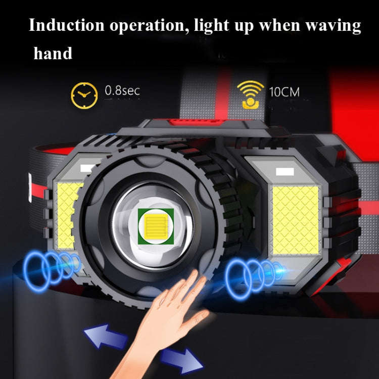 TG-TD009 LED Strong Headlamp Head-Mounted USB Rechargeable Zoom Sensor Headlamp, White Light, Yel...