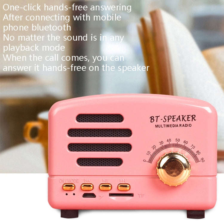 BT01 Retro Bluetooth Wireless Mini Speaker Portable Radio Support TF Card, Pink, Blue, Black, Red...