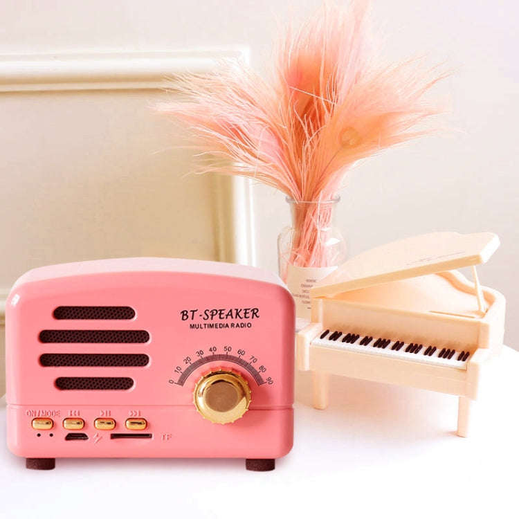 BT01 Retro Bluetooth Wireless Mini Speaker Portable Radio Support TF Card, Pink, Blue, Black, Red...