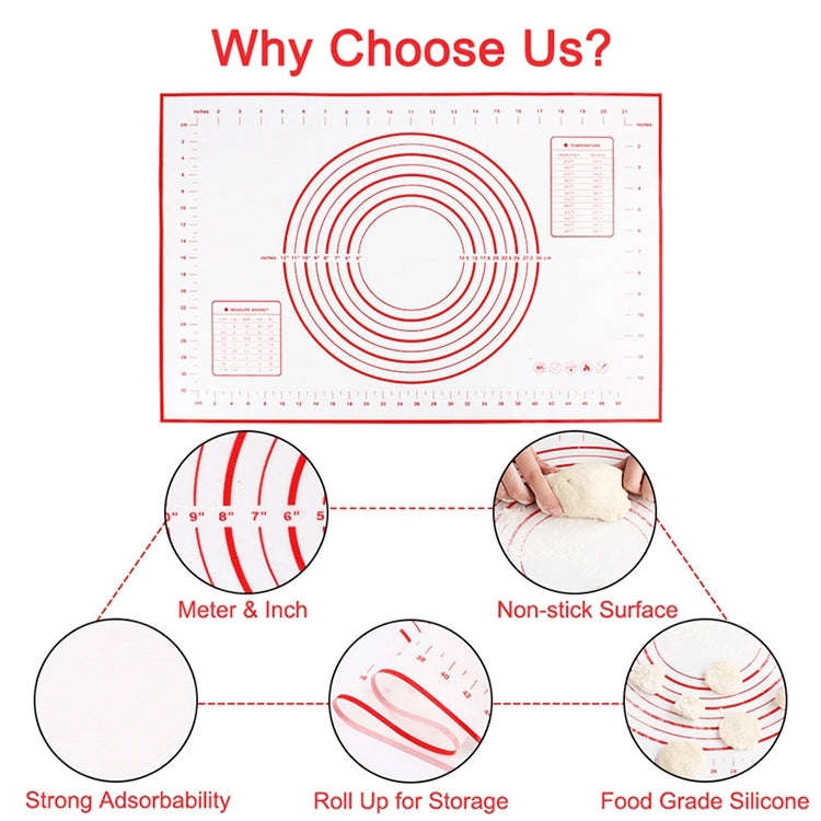 60 x 80cm Thickened Teflon Non-Stick Mat Silicone Kneading Baking Non-Slip Mat, 26 x 29cm, 30 x 4...