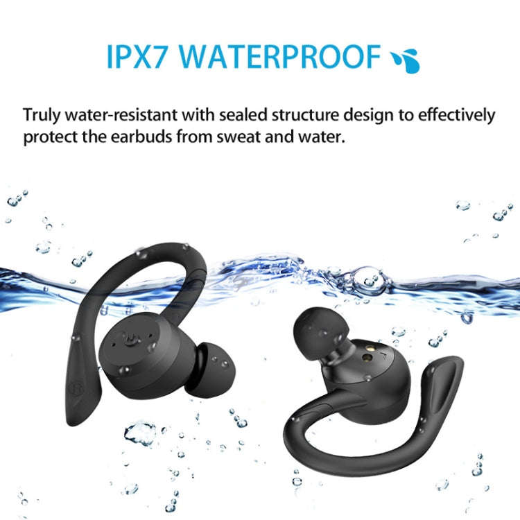 BE1032 Ear-mounted Waterproof Sports TWS Wireless Bluetooth Earphone, Black, Fluorescent Green, R...