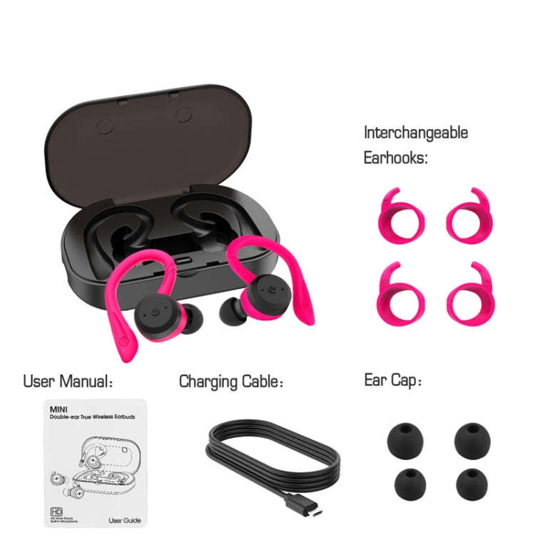 BE1032 Ear-mounted Waterproof Sports TWS Wireless Bluetooth Earphone, Black, Fluorescent Green, R...