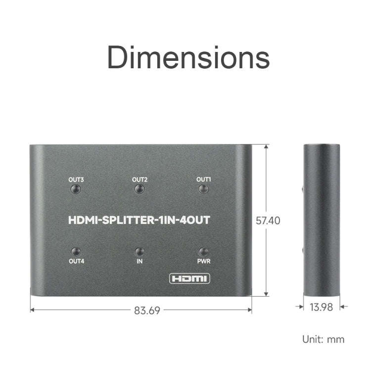 Waveshare 23738 4K HDMI Splitter, 1 In 4 Out, Share One HDMI Source, 23738