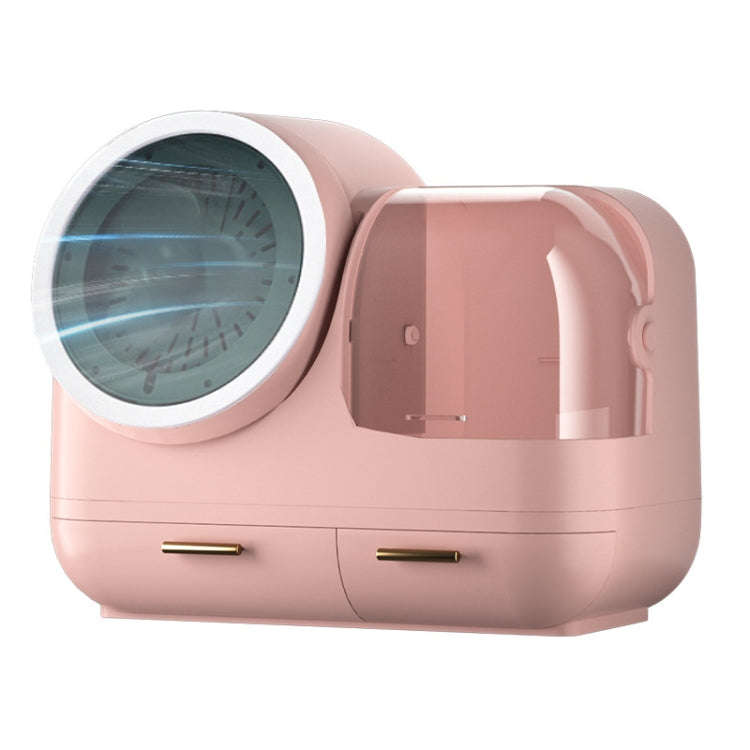 Mirror Desktop Makeup And Dustproof Drawer Storage Box With LED Light, Green LED Model, Pink LED ...