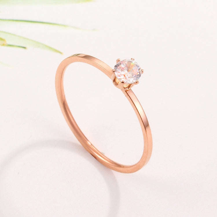 Very Fine Six-Claw Single Diamond Ring Diamond-Set Titanium Steel Women Ring, US Size 3, US Size ...