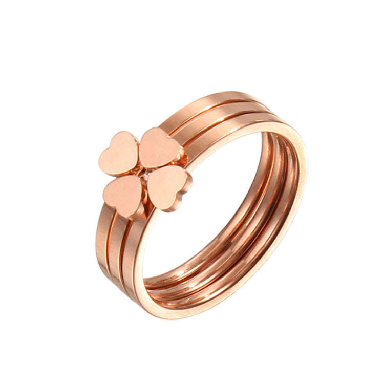 3 In 1 Titanium Steel Peach Heart Combination Four-Leaf Clover Couple Ring, US Size 5, US Size 6,...